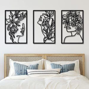 3 Pieces Metal Minimalist Abstract Woman Wall Art Line Drawing Wall Art Decor🐞